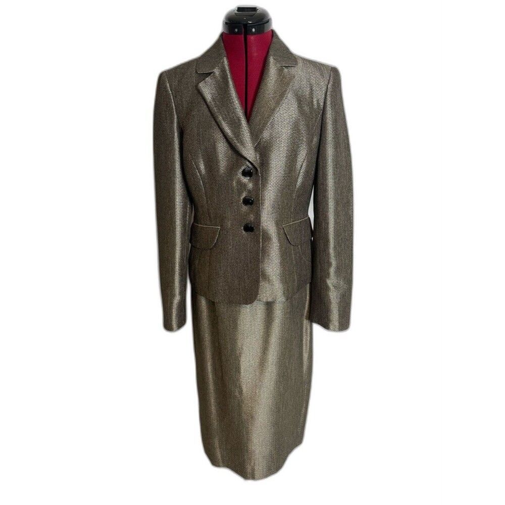Evan Picone Skirt Suit Woman's Size 6 Bronze 2-Piece Set Blazer & Skirt